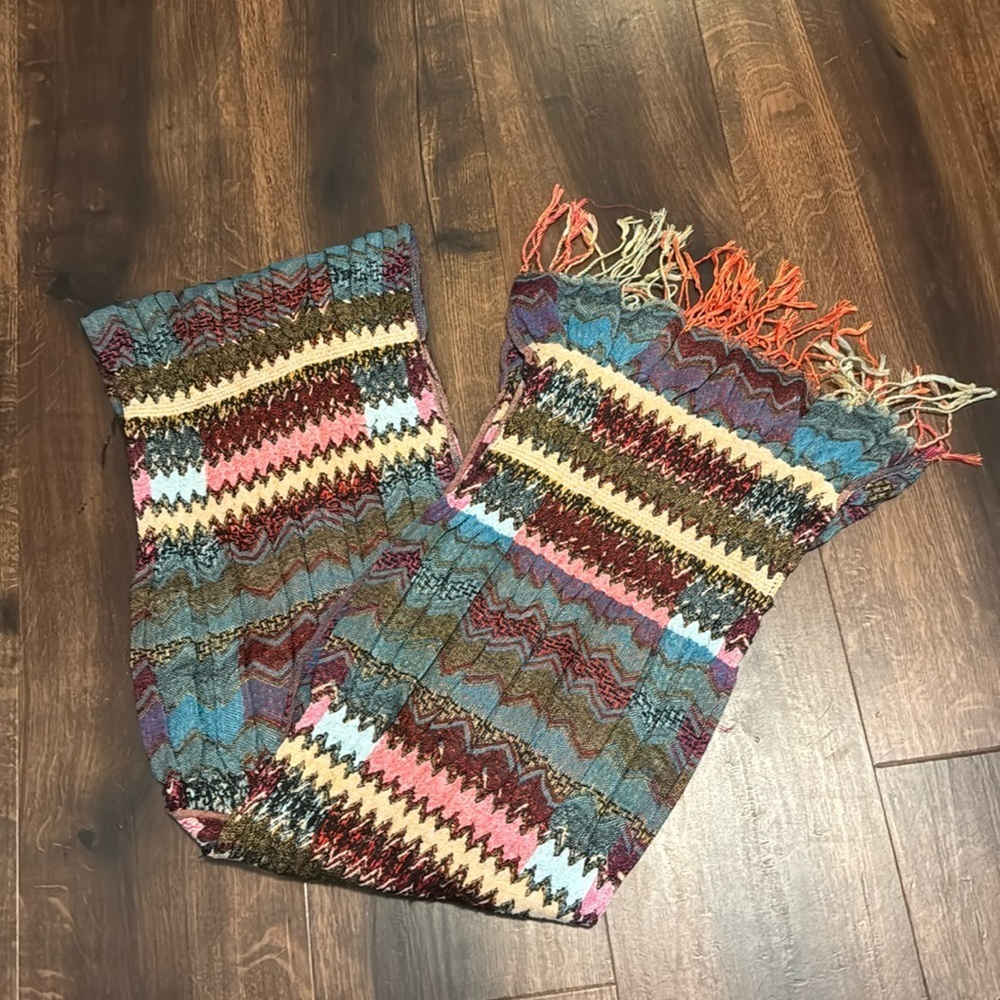 Tolani Mixed Pattern Boho Scarf With Fringe